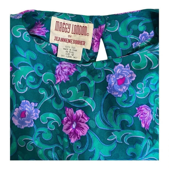 - Maggy London by Jeannene Booher 100% Silk Vintage Dress Size 12 - Picture 11 of 14